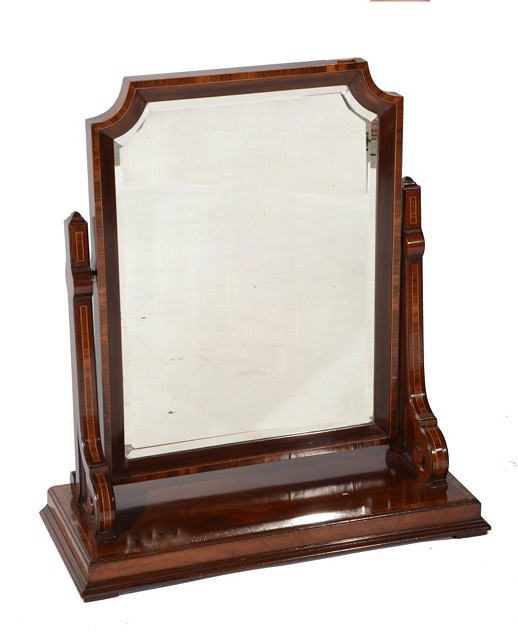 Appraisal: A TH CENTURY MAHOGANY AND ROSEWOOD BANDED DRESSING TABLE MIRROR