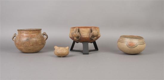 Appraisal: A Collection of Four Pre-Columbian Pottery Vessels Height of tallest