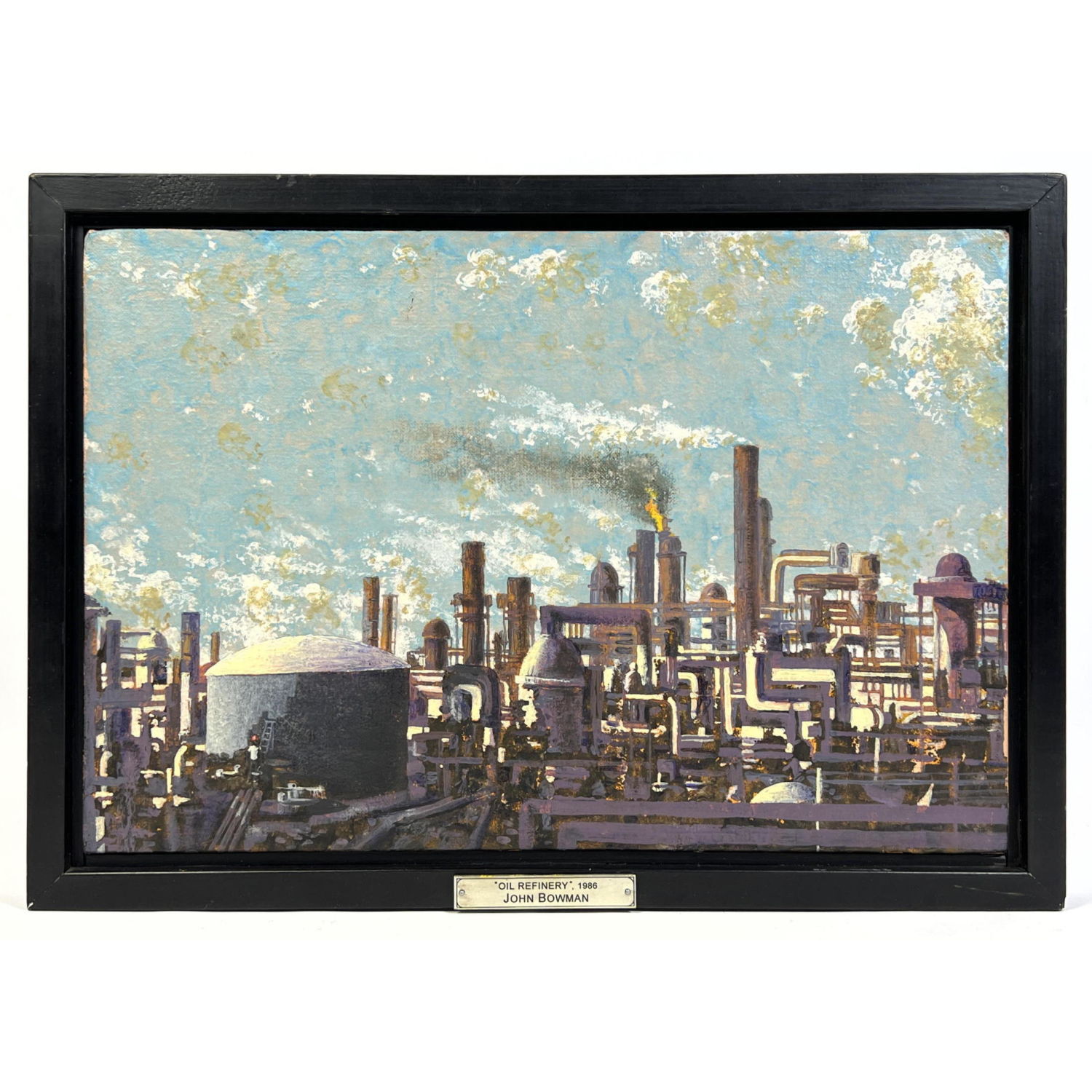 Appraisal: John Bowman Painting on Canvas Oil Refinery Holly Solomon Gallery