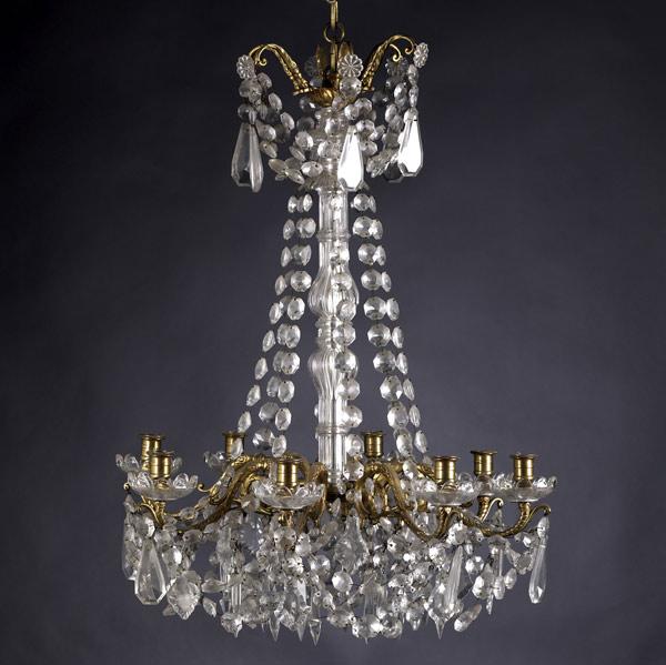 Appraisal: Prism chandelier th C Brass probably French Not electrified x