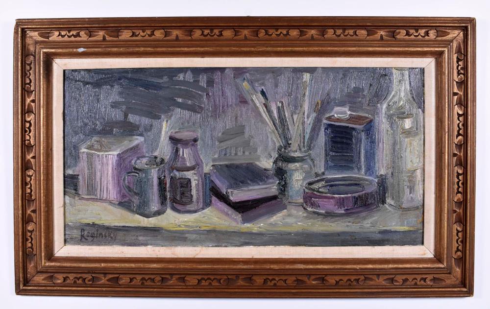 Appraisal: MIKHAIL ROGINSKY RUSSIAN - PAINTINGStill Life with Artist's Brushes Signed