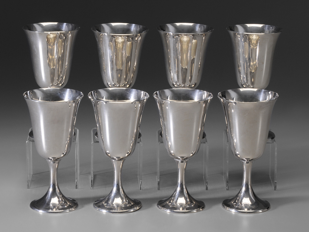 Appraisal: Eight Gorham Sterling Goblets American th century flared rims and