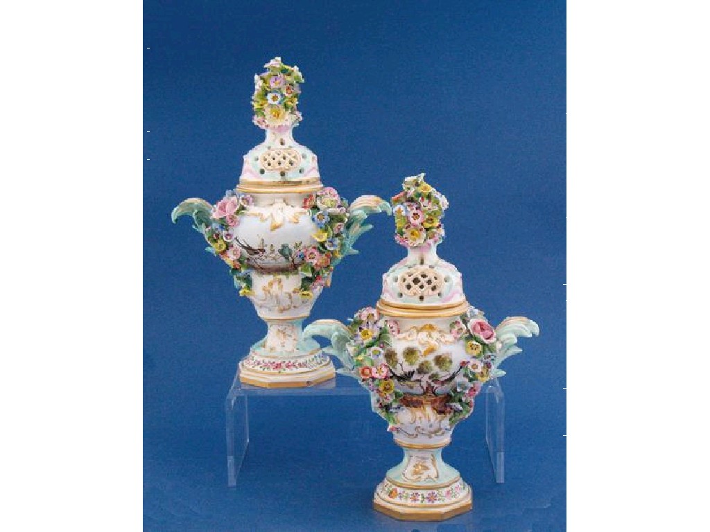 Appraisal: A MATCHED PAIR OF TH CENTURY MEISSEN VASES AND COVERS