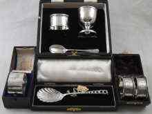 Appraisal: A silver christening set comprising egg cup spoon napkin ring