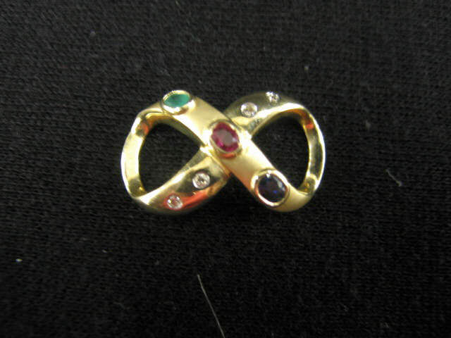 Appraisal: Emerald Ruby Sapphire Diamond Slide Pendant k yellow gold