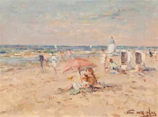 Appraisal: Niek van der Plas Dutch b Impressionistic Beach Scene oil