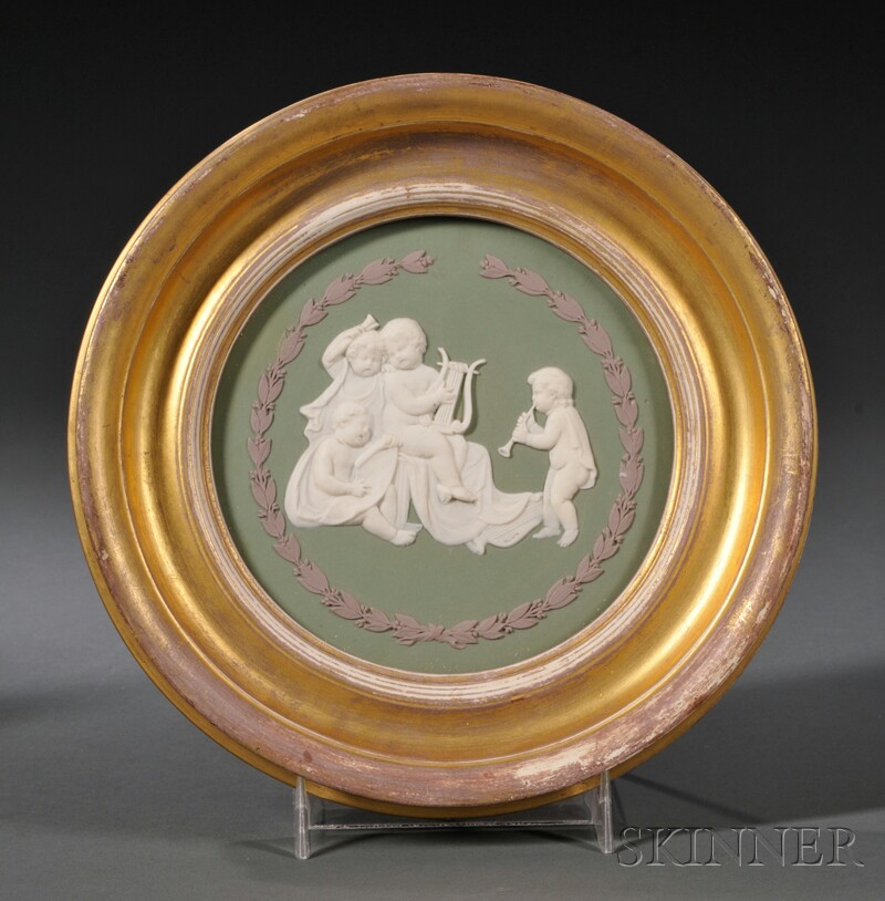 Appraisal: Wedgwood Three-color Jasper Dip Plaque England th century round green