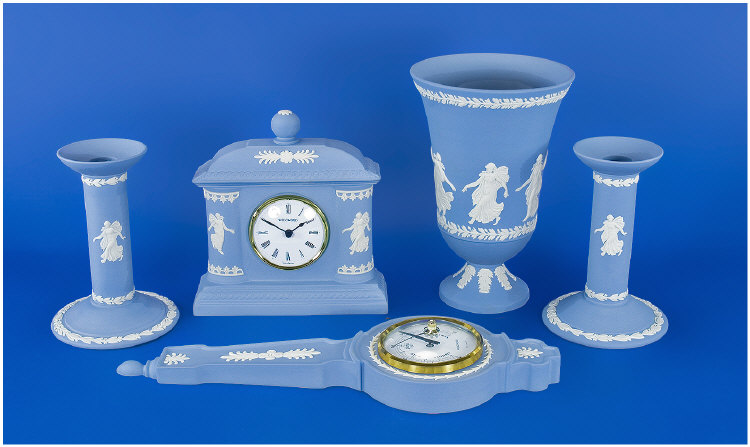 Appraisal: Wedgwood Jasper Ware Five Items Comprising A Wedgwood Barometer Wedgwood