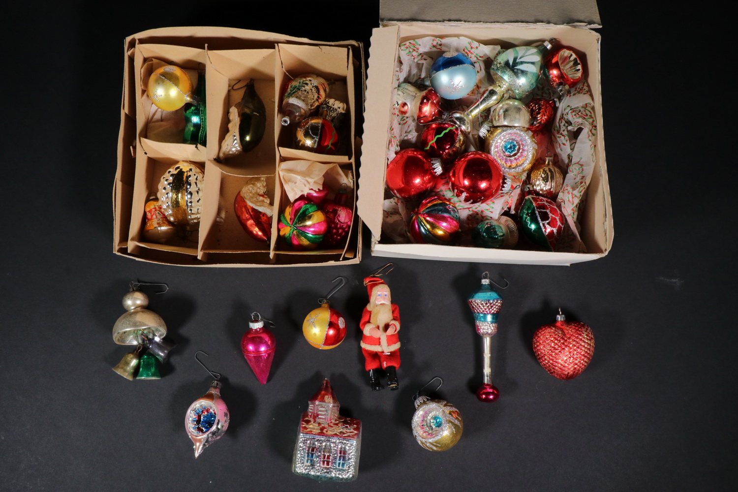 Appraisal: BOX OF GLASS HOLIDAY ORNAMENTS Box Lot of Vintage Glass