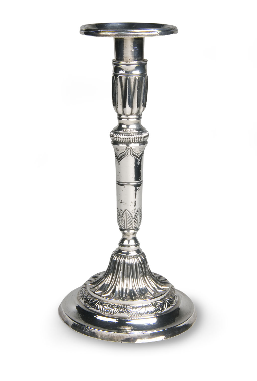 Appraisal: A South American silver candlestick apparently unmarked with triangular platform