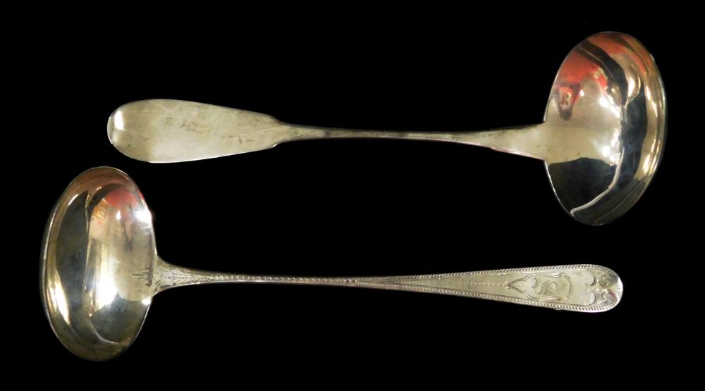 Appraisal: SILVER Two early American tested silver ladles both with diam