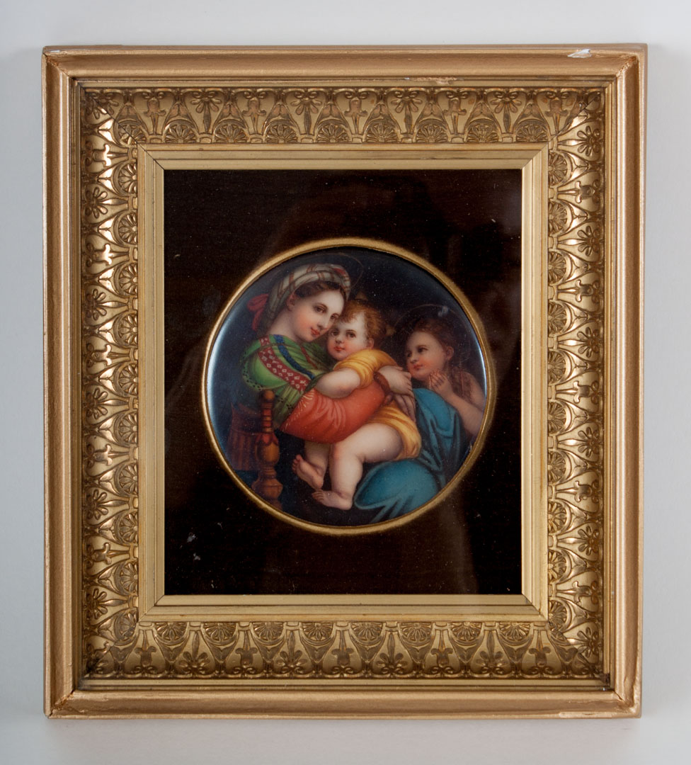 Appraisal: Continental porcelain plaque after Raphael th century painted porcelain round