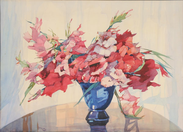 Appraisal: John Zwara Hungarian American - floral still life watercolor x