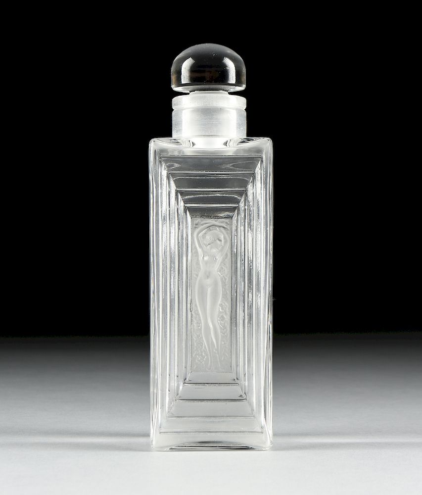 Appraisal: A VINTAGE LALIQUE CLEAR AND FROSTED GLASS DUNCAN FLACON ETCHED