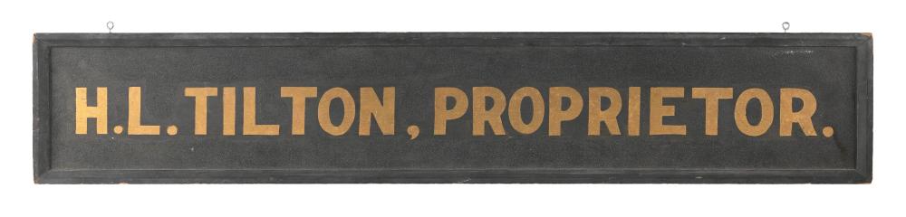 Appraisal: WOODEN SIGN H L TILTON PROPRIETOR CIRCA X WOODEN SIGN