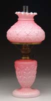 Appraisal: RARE PINK SATIN MINI LAMP H - Pink satin shade