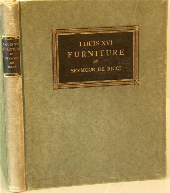 Appraisal: De Ricci Seymour Louis XVI Furniture published by Julius Hoffmann