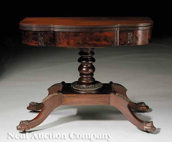 Appraisal: An American Classical Cuban Mahogany Games Table c Philadelphia densely