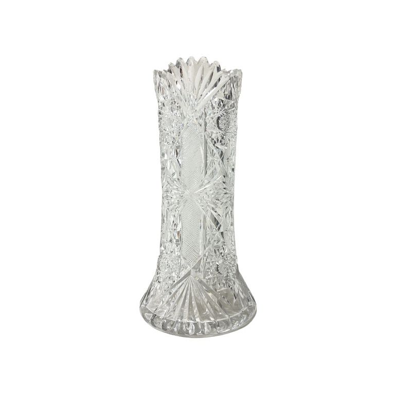 Appraisal: Cut Crystal Vase Detailed crystal vase with etched decoration Good