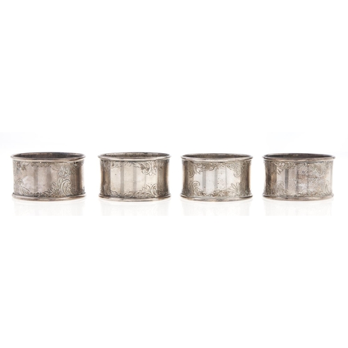 Appraisal: A set of four George V silver napkin rings by