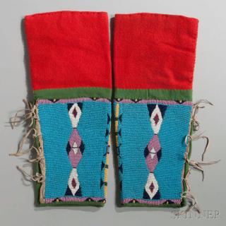 Appraisal: Northern Plains Beaded Cloth and Hide Woman's Leggings Fort Belknap