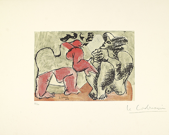 Appraisal: LE CORBUSIER Deux grosses femmes Color lithograph on Chine appliqu