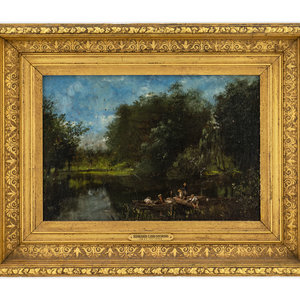 Appraisal: Edward Lind Morse American - The Fishing Hole oil on