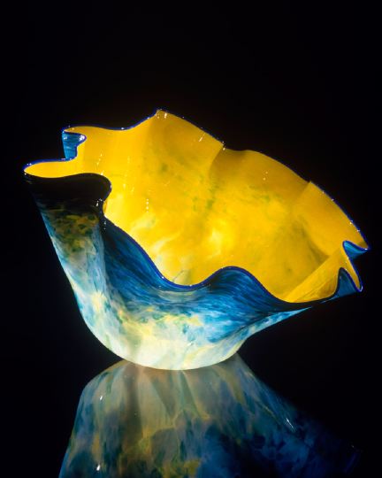 Appraisal: Dale Patrick Chihuly American b Ultramarine Blue and Yellow Macchia