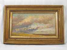 Appraisal: Oil on board a skyscape over steppes signed bottom right