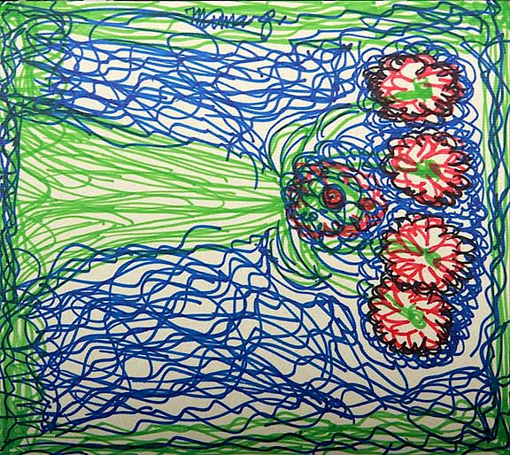 Appraisal: Outsider Art Mama Johnson Flowers Johnson Mama Flowers marker on