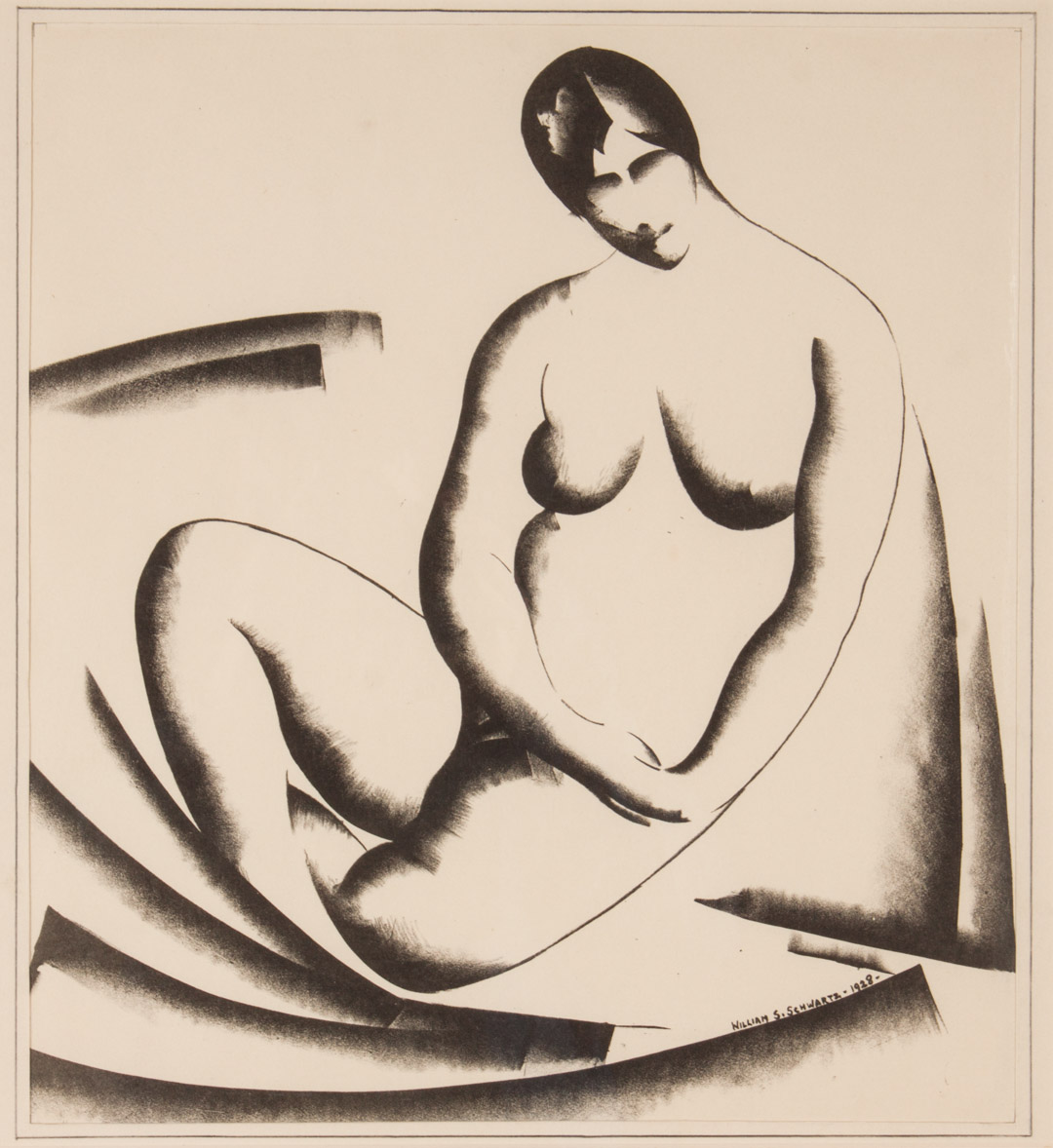 Appraisal: William S Schwartz Nude Lithograph Russian American - Nude lithograph