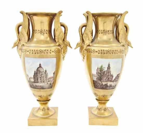 Appraisal: A Pair of Dresden Porcelain Vases each of baluster form