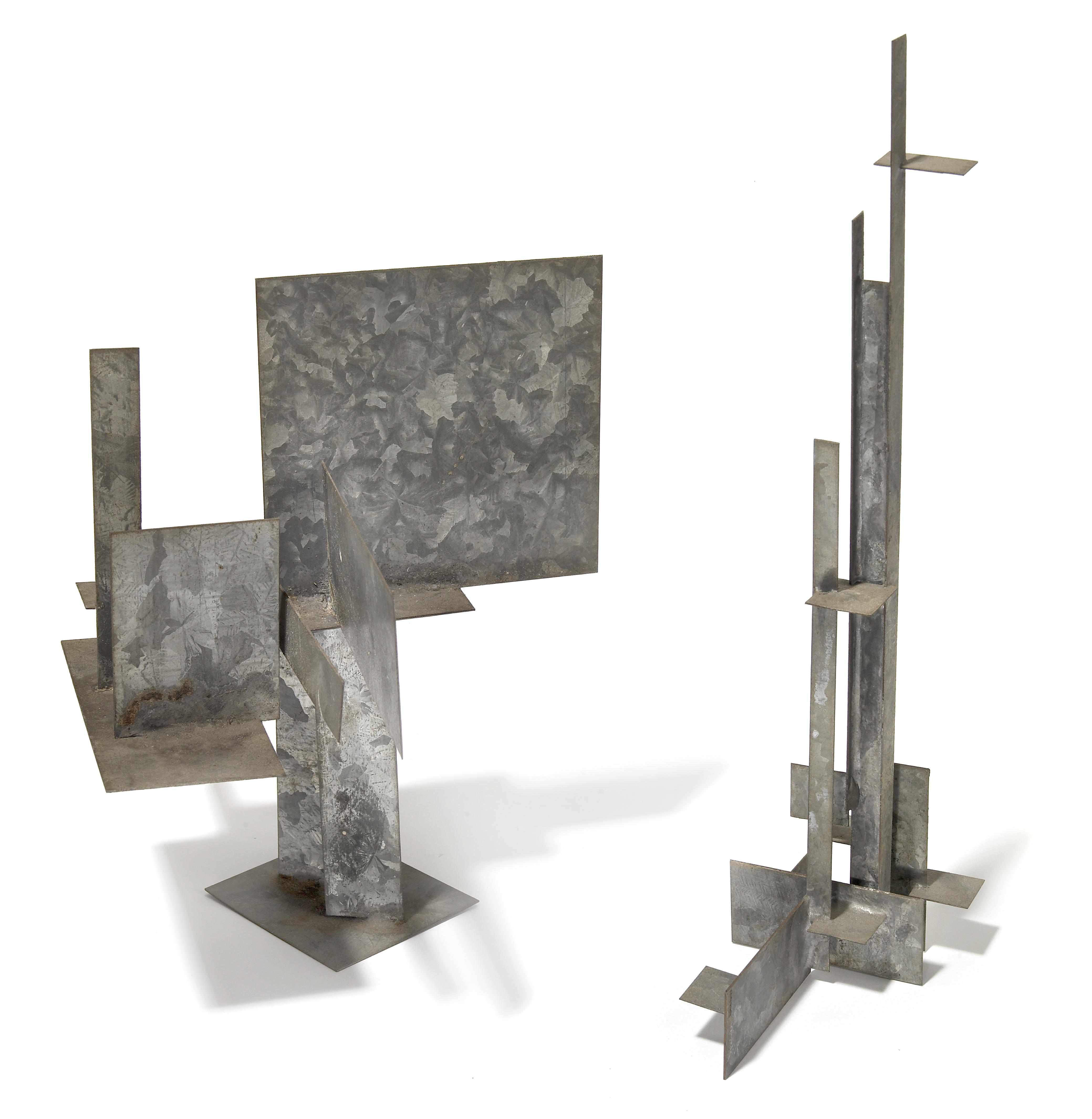 Appraisal: A Paul Kasper two-part steel sculpture circa height of largest