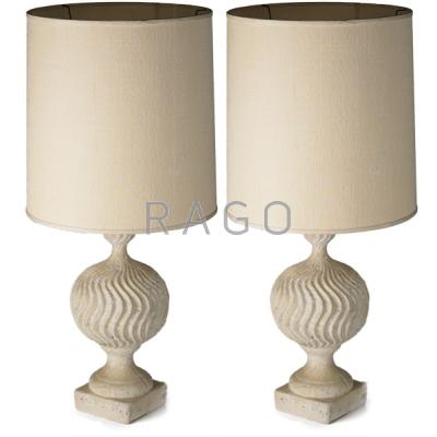 Appraisal: STYLE OF MICHAEL TAYLOR Pair of table lamps USA s