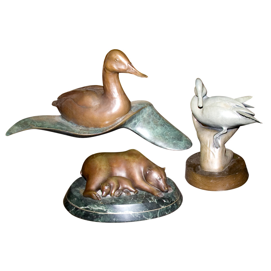 Appraisal: Group of Bronze Figures of Animals Rip Caswell Comprising two