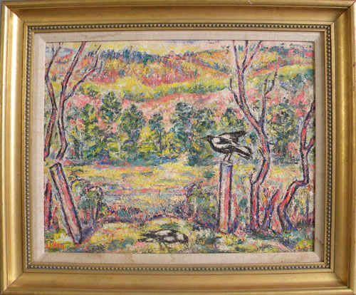 Appraisal: Livia Cinqueguano early mid th c oil on canvas landscape