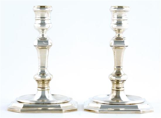 Appraisal: Pair Tiffany Co sterling candlesticks circa paneled Georgian design marked