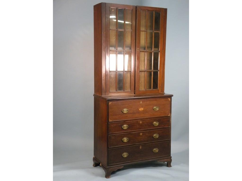 Appraisal: An early thC mahogany secretaire chest the fall later inlaid