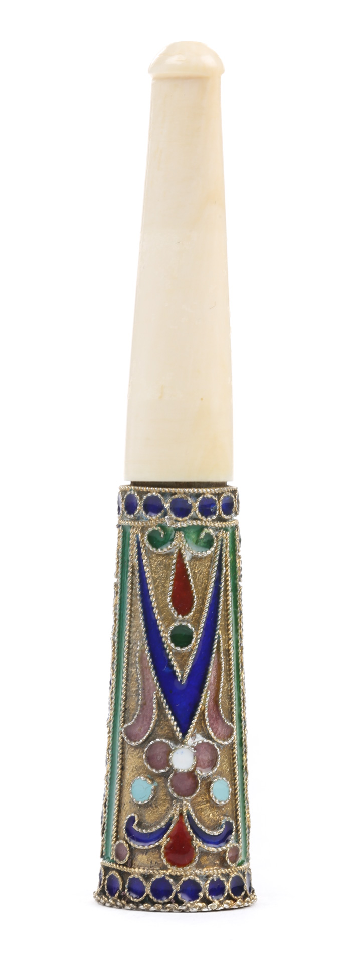 Appraisal: a Russian cloisonne enamel cigarette holder cloisonne enamel and silver-gilt