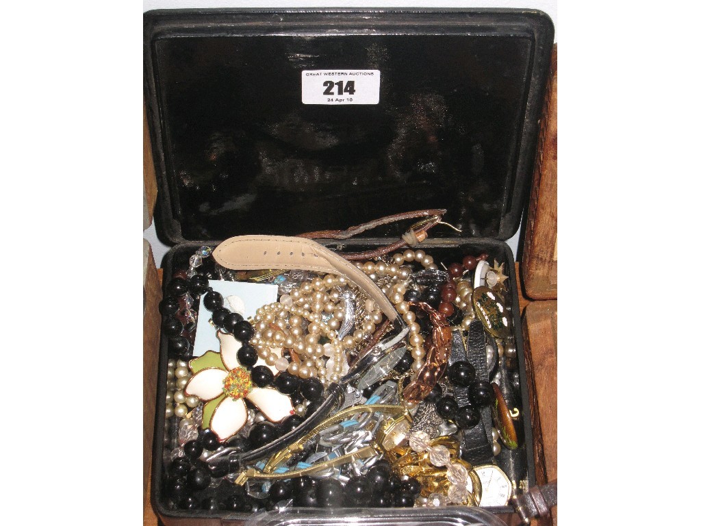 Appraisal: Box of costume jewellery and watches