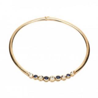 Appraisal: KT Diamond and Sapphire Omega Necklace the yellow gold Omega