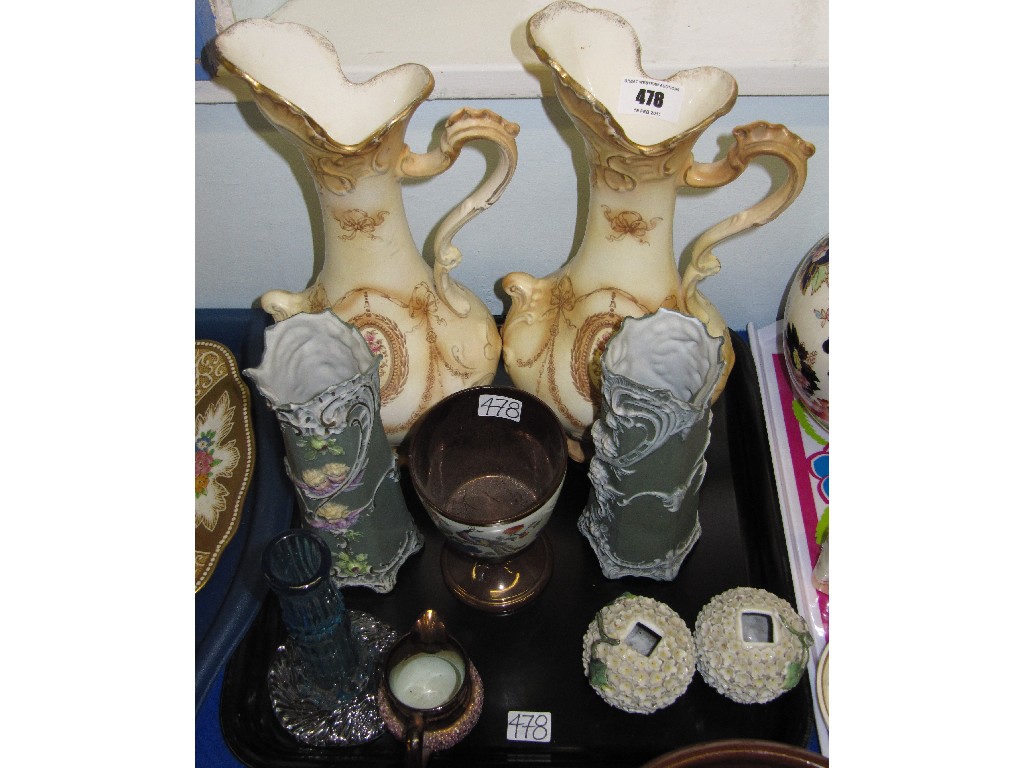 Appraisal: Tray lot of assorted ceramics - pair of continental vases