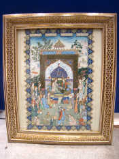 Appraisal: A finely detailed Persian painting with gilt highlights of a