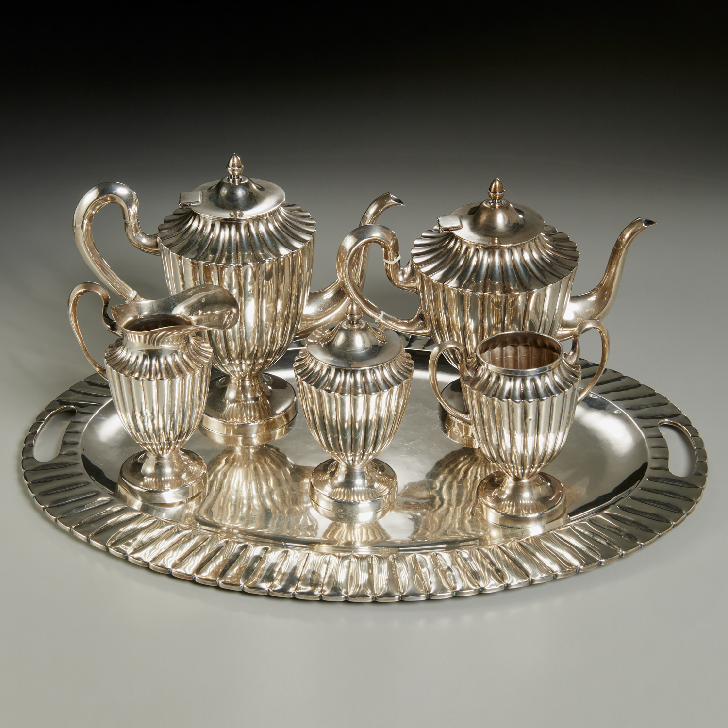 Appraisal: MACIEL STERLING SILVER TEA COFFEE SERVICE th c Mexico pieces