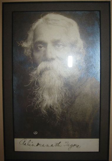 Appraisal: TAGORE RABINDRANATH Photograph Signed bust portrait silver print of him