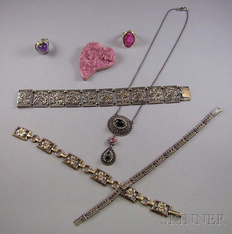 Appraisal: Group of Assorted Gold and Silver Jewelry including three sterling