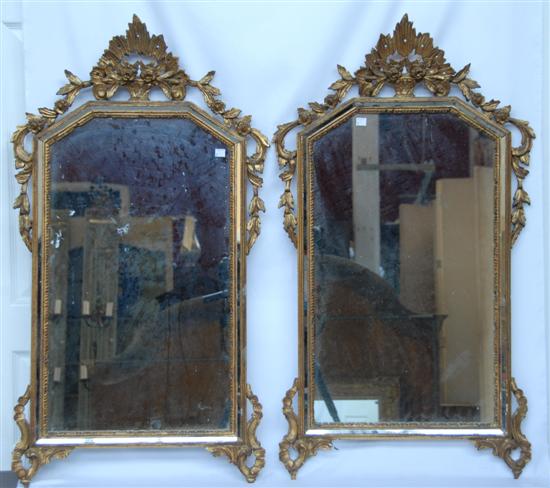 Appraisal: PR CARVED GILT VENETIAN MIRRORS Having mirrored inner frames carved