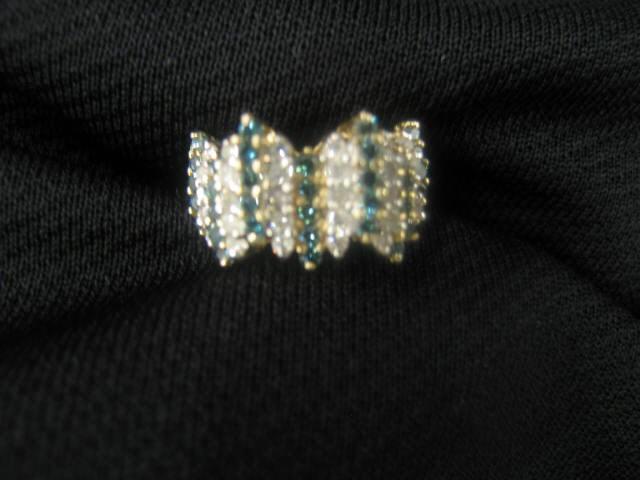 Appraisal: Diamond Ring fancy blue white diamonds in alternating rows totaling