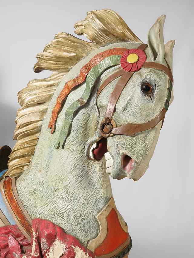 Appraisal: MAGNIFICENT CONEY ISLAND CARVED WOOD CAROUSEL HORSE A vintage proud