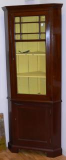 Appraisal: Cherry corner cupboard Two part cherry corner cabinet top with